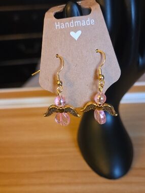 Handmade Pink Angel Earrings - Women Jewelry